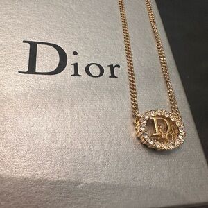 Authentic Dior Gold Necklace with Crystal Zirconia